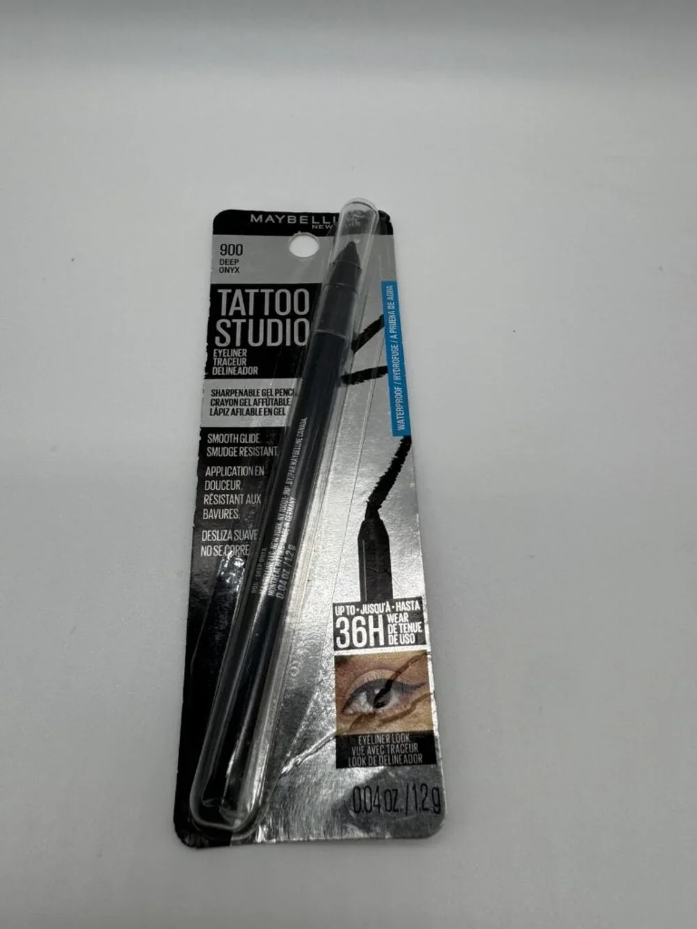 Maybelline TattooStudio Waterproof Eyeliner 900 Deep Onyx 0.04 oz Sealed New